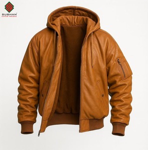 Men's Synthetic Leather Bomber <b>Jacket</b>-<b>Mandarin</b> <b>Collar</b> Motorcycle Coat-OEM Service Fashion Casual Winter <b>Jacket</b> - Product Image 3