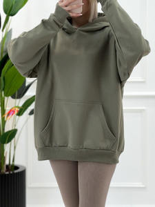 Sweat à capuche à manches longues pour femmes, taille plus, tissu respirant, coupe ample, couleur unie, OEM, sweat à capuche streetwear personnalisé, fournisseur - Product Image 2