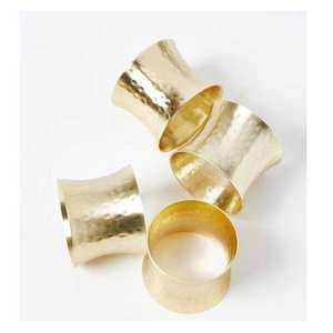 Juego de Anillos para Servilletas de Aluminio Dorado Martillado, Novedad en Venta, Cuatro Piezas, Decoración para Mesa de Bodas, Cumpleaños y Fiestas - Product Image 1
