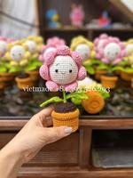 Penjualan laris 2025 pot bunga aster Crochet buatan tangan cantik hadiah Festival Dekorasi Rumah hadiah bunga rajut hadiah Crochet bunga