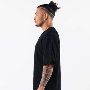 "T-shirt grande taille pour hommes à col rond en coton biologique épais | T-shirt uni surdimensionné avec logo sérigraphié personnalisé" - Product Image 3