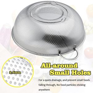 Double Handle Stainless Steel <b>Drain</b> <b>Basket</b> for Fruits Vegetables & Food Storage - Product Image 6