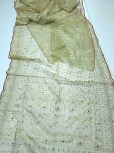 Nueva llegada Deshi Dhakai Jamdani Sharee calidad de exportación para mujeres JAMDANI tela azul rojo verde dorado cielo azul de Bangladesh - Product Image 4