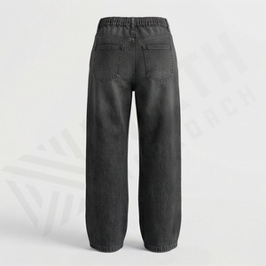 Pantalon en jean droit taille haute pour femme, style streetwear tendance pour jeunes filles, coupe micro taille moyenne, avec technique délavée, doux - Product Image 2