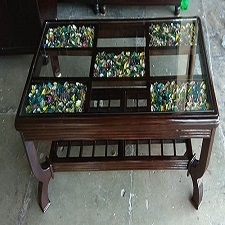 Table en verre pour la maison, l'hôtel, le salon, couleur marron, Table basse, mobilier moderne en bois, forme carrée, Center de Table - Product Image 2