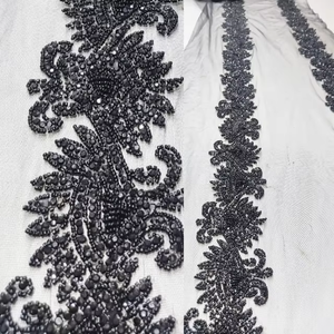 Pure <b>Beaded</b> Embroidery Lace Fabric for Bridal Garments Bags Elegant Embellished Fabric for Dress Making and Crafts - Product Image 3