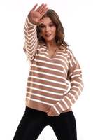 Pull en tricot doux et confortable à col polo rayé pour femmes, style européen et américain, décontracté, pour le bureau, automne et hiver, vente en gros