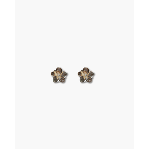 Boucles d'oreilles vintage en forme de lune serties de diamants en rhodium et or - Product Image 1