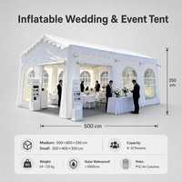 Tente de mariage gonflable blanche en tissu Oxford PVC, colonne d'air, quatre saisons, double couche, imperméable, ignifuge, anti-UV, pour fêtes