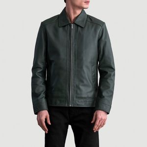 Veste en cuir vert véritable à la mode pour les hommes OEM élégant personnalisé disponible aux prix de gros Caractéristiques tendance élégantes - Product Image 4