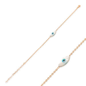 Bracelet en argent 925 fait main avec un charme en forme d'œil turc en nacre, vente en gros turque - Product Image 6