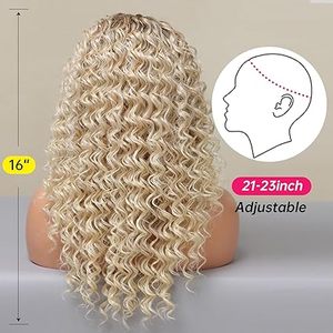 Peluca de Cabello Sintético Resistente al Calor DWY, Larga y Rizada, Rubia, con Frente de Encaje Transparente y Estilo Jerry Curl - Product Image 6