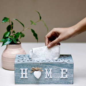 Caja de pañuelos de madera para el hogar rústico, servilleta decorativa con diseño tallado, cubierta de pañuelos estilo granja para decoración de dormitorio - Product Image 3