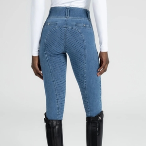 Pantalones de mezclilla ecuestres de calidad superior, ropa personalizada con agarre de asiento completo, pantalones de montar a caballo al por mayor a granel para mujer - Product Image 3