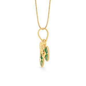 Collier tendance plaqué or avec pendentif diamant, motif floral géométrique, chaîne en acier titane - Product Image 5