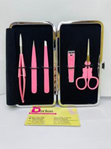 Pinzas cosméticas para cejas Dorlon, acero inoxidable, recubierto de Color rosa, puntiagudo inclinado, certificado CE ISO, reutilizable, ligero - Product Image 2