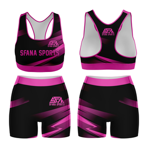 Nouveau ensemble de shorts de yoga pour femmes élégantes avec soutien-gorge de sport tenue de gymnastique confortable 2 pièces Design personnalisé pour l'entraînement et le yoga - Product Image 1