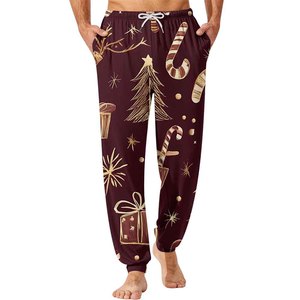 Pantalones de chándal de aspecto clásico de moda de tela de poliéster y algodón con cierre de cordón de alto rendimiento para hombres - Product Image 1