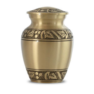 American Style Traditional Design Gold Brass Cremation <b>Urn</b> With Bands for Funeral Ashes Extra <b>Large</b> Adult Size Cremation Urnsd - Product Image 2