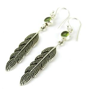 ดูดี!! ใบรูปร่างสีเขียว Peridot 925เงินสเตอร์ลิงต่างหูที่ไม่ซ้ำกันเงินเครื่องประดับผู้ส่งออกและผู้ค้าส่ง - Product Image 3