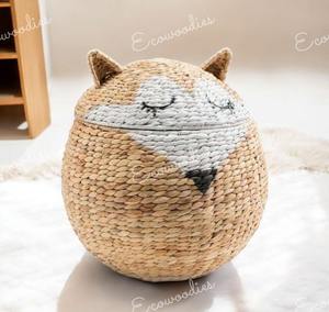 Custom Boho Rattan Storage <b>Basket</b> <b>With</b> <b>Lid</b> Home Decor Kids Toys <b>Basket</b> Woven Hamper for Babies Room Gift for Birthday - Product Image 3