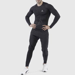 Vente en gros Chemises de compression pour hommes-Vêtements d'entraînement respirants et écologiques en spandex/polyester à manches longues - Product Image 5