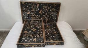 Bandeja de Servicio de Diseño con Recubrimiento de Esmalte de Madera MDF, Bandeja de Mesa de Alta Calidad para Hoteles y Restaurantes - Product Image 2