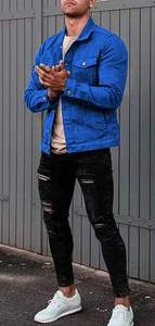 Vente en gros Vestes homme en jean Vestes de haute qualité Veste en jean surdimensionnée délavée à l'acide pour hommes Design Denim Regular Wear - Product Image 5