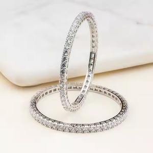 925 Silver Solitaire Moissanite Diamond 5MM Bracelet Gold Plated <b>Charm</b> Bracelets for Women and Girls for Gifts and Parties - Product Image 1