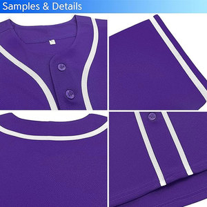 Vente en gros de maillots de baseball col en V bon marché maillot de baseball à boutons pour jeunes maillot de baseball imprimé nom de l'équipe maillot de baseball Hip Hop Street Style - Product Image 5