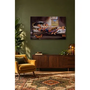 Fida Grandfather Sleeping Under Umbrella with Grandchildren <b>Canvas</b> Print - Product Image 5
