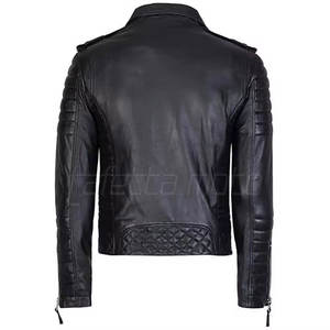 Chaqueta de Motociclista Informal Impermeable de Cuero Genuino al Mejor Precio, Chaqueta de Motociclista para Hombre, Tinte Liso, Venta en Línea - Product Image 2