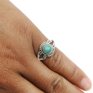 Nueva llegada de alta calidad joyería al por mayor 925 plata esterlina turquesa natural piedra preciosa estilo clásico anillo joyería hecha a mano - Product Image 3