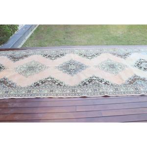 Alfombra turca de 4.8x10.5 pies, alfombra vintage, alfombra de lana con motivos de plantas y árboles azules - Product Image 3