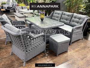 Juego de muebles de jardín de ratán superventas con mesa de comedor, sillas de jardín, sofá de exterior para el hogar, Patio, Villa, Hotel, cafetería, restaurante - Product Image 3