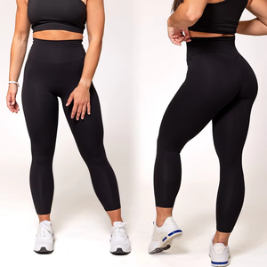 Mallas de yoga para mujer, pantalones elásticos sin costuras de cintura alta, mallas cómodas de tela suave para uso diario - Product Image 1