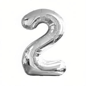 Palloncini Numero Party Love Argento N2 45cm Confezione da 12 Pezzi - Product Image 2