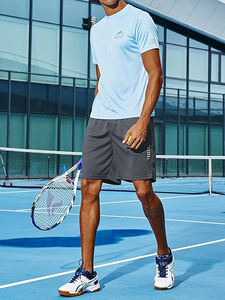 Pantalones cortos para correr de tenis al aire libre para deportes casuales, ecológicos, teñidos lisos, sólidos, de secado rápido, transpirables, impermeables, al por mayor - Product Image 3