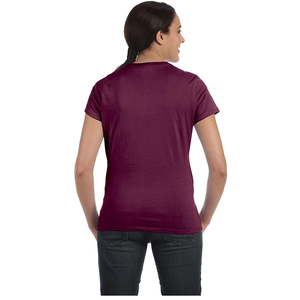 เสื้อยืดผ้าฝ้ายออร์แกนิก100% สำหรับผู้หญิงเสื้อยืดระบายอากาศคอวีสีพื้นสำหรับฤดูร้อน - Product Image 5