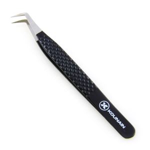 Kounain calidad profesional 75 grados 11,5 cm pinzas de acero inoxidable en forma de L L-pies L-Boot negro plata volumen Nano fibra - Product Image 1