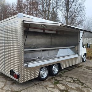 Camion de restauration rapide motorisé de 4 m en fibre de verre/aluminium entièrement équipé, remorque de camion de restauration personnalisée avec équipement de cuisine complet - Product Image 1