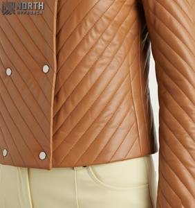 Chaqueta de cuero transpirable de piel de oveja auténtica para mujer, chaqueta de cuero acolchada de oveja a la moda de alta calidad, chaqueta de cuero personalizada - Product Image 5