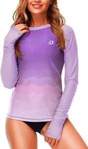 Deerose Womens Gradient Rash Guard UPF 50 + Swim Shirts Surfing Top con agujero para el pulgar - Product Image 2