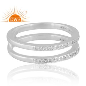 Unique Design Sterling <b>Silver</b> Palladium <b>Plated</b> Natural White Topaz Gemstone Ring Custom Jewelry For Women Gift For Her - Product Image 4