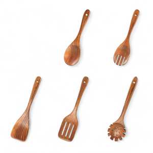 Juego de utensilios de cocina de madera de acacia hechos a mano – Cuchara de madera, espátula, herramientas de cocina - Product Image 2