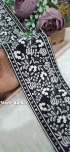 Bordado floral hecho a medida en ocho formas de color en diseños de borde de lentejuelas para diversos fines en 4 pulgadas de ancho - Product Image 4