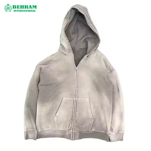 Sudadera con Capucha y Cremallera Unisex de Forro Polar Grueso, Color Verde Seguridad, Lisa, 100% Algodón Transpirable - Product Image 6