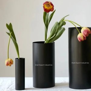 Florero cilíndrico de Metal de calidad estándar, acabado azul para el hogar, sala de estar, escritorio y decoración de suelo, maceta - Product Image 6