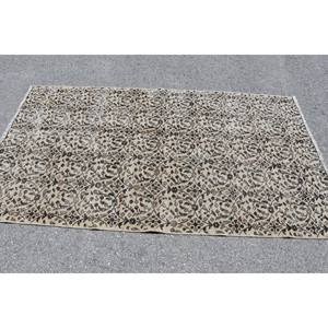 Tapis Vintage en Laine Turque 3.8X6.8 pieds Beige Marron Patchwork Rectangle Design Classique Grande Surface pour Salon Support en Latex - Product Image 3