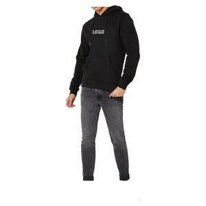 Sweats à capuche chauds d'hiver pour hommes 100% coton surdimensionné Baggy polaire sweats couleur unie en relief impression 3D vente chaude - Product Image 1